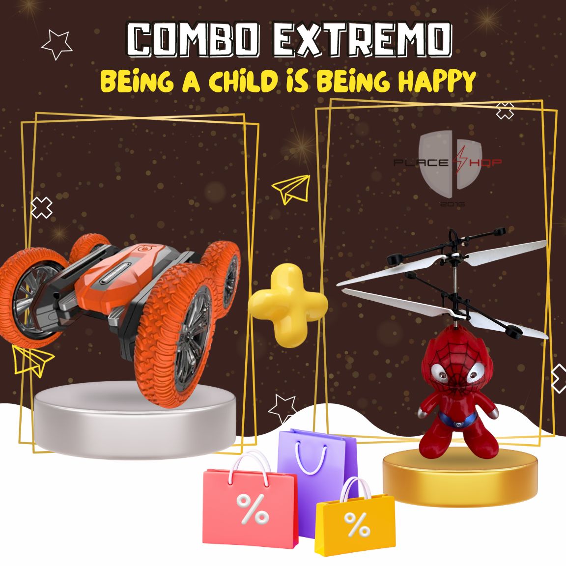 STUNT CAR DOBLE CONTROL + HELICÓPTERO DE INDUCCIÓN