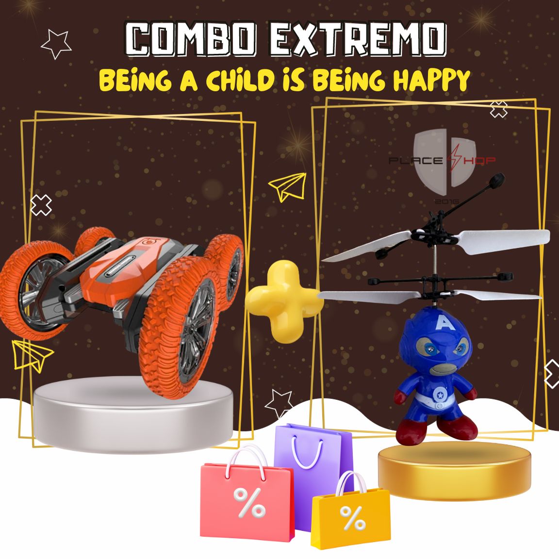 STUNT CAR DOBLE CONTROL + HELICÓPTERO DE INDUCCIÓN