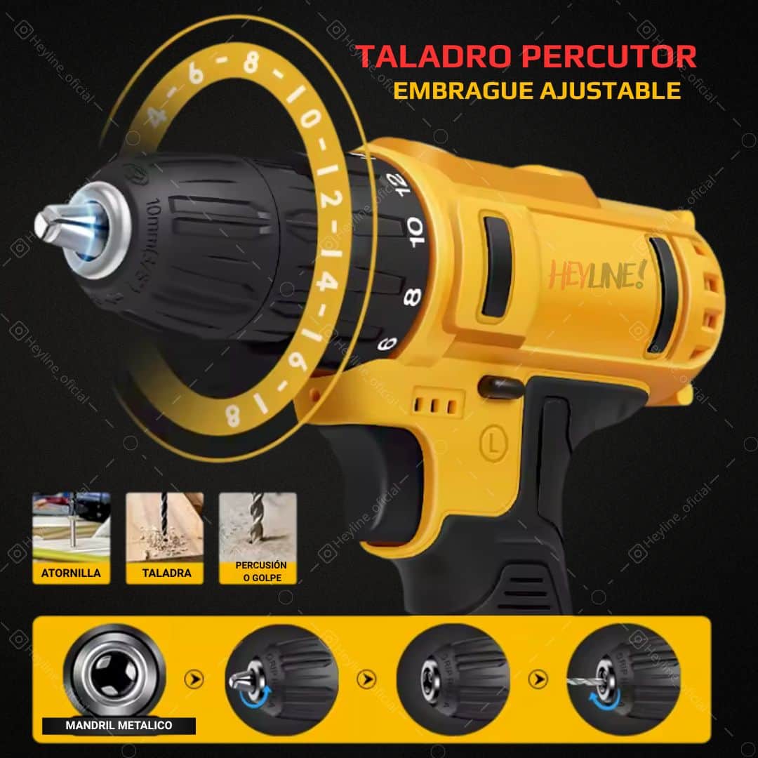TALADRO INALÁMBRICO 3 EN 1 ⭐️🛠️  [ATORNILLA, TALADRA, GOLPEA MUROS]
